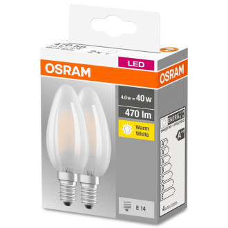 2PAK LED žiarovka E14 B35 4W  40W 470lm 2700K Teplé vlákno 300° pätica OSRAM