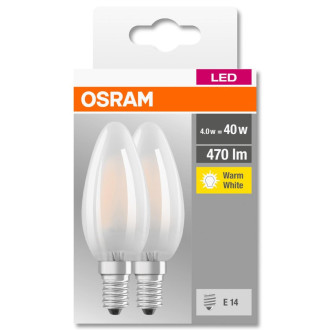 2PAK LED žiarovka E14 B35 4W  40W 470lm 2700K Teplé vlákno 300° pätica OSRAM