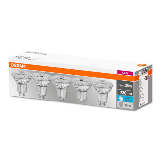 5PAK LED žiarovka GU10 2,6W  35W 230lm 4000K Neutrálna 36° pätica OSRAM