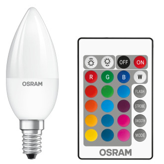 LED žiarovka E14 B35 4,2W  25W 250lm RGBW 180° OSRAM Star + PILOT