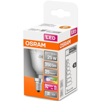 LED žiarovka E14 P45 4,5W  25W 250lm RGBW 200° OSRAM Star + PILOT