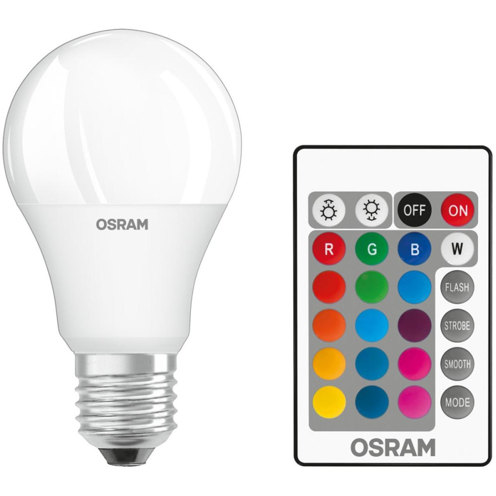 LED žiarovka E27 A60 9W  60W 806lm RGBW 180° OSRAM Star + PILOT