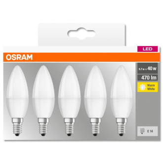 5PAK LED žiarovka E14 B35 5,7W  40W 470lm 2700K teplá pätica OSRAM