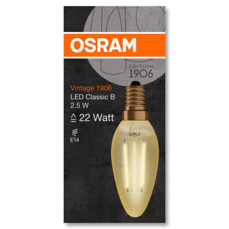 LED žiarovka E14 B35 2,5W  22W 220lm 2400K Teplé 360° vlákno OSRAM Vintage 1906