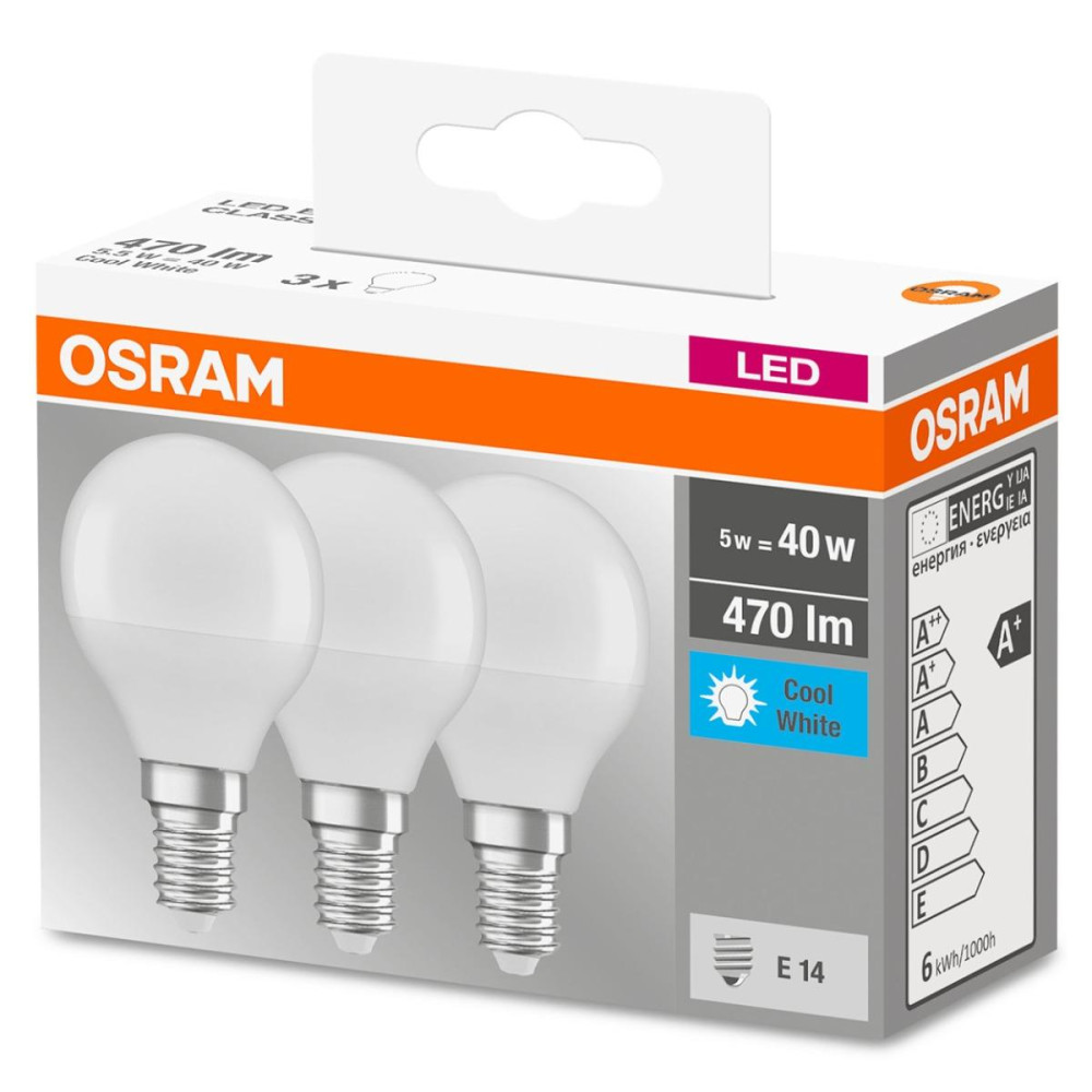 3PAK LED žiarovka E14 P45 5W  40W 470lm 4000K Neutrálna 300° pätica OSRAM