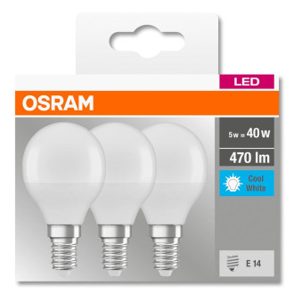 3PAK LED žiarovka E14 P45 5W  40W 470lm 4000K Neutrálna 300° pätica OSRAM