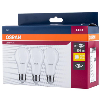 3PAK LED žiarovka A60 E27 8,5W  60W 806lm 2700K Warm OSRAM Value