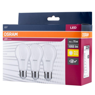 3PAK LED žiarovka E27 A60 10W  75W 1055lm 2700K Warm OSRAM Value