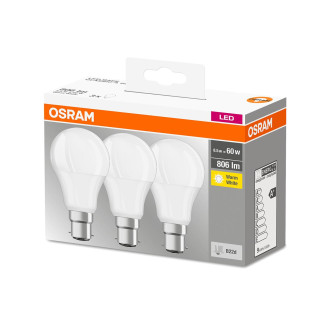 3PAK LED žiarovka B22d A60 8,5W  60W 806lm 2700K Warm 360° OSRAM