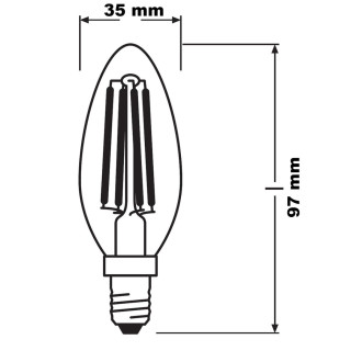 LED žiarovka E14 B35 5W  40W 470lm 2700K Warm 65° Filament OSRAM Star Classic Dimmable