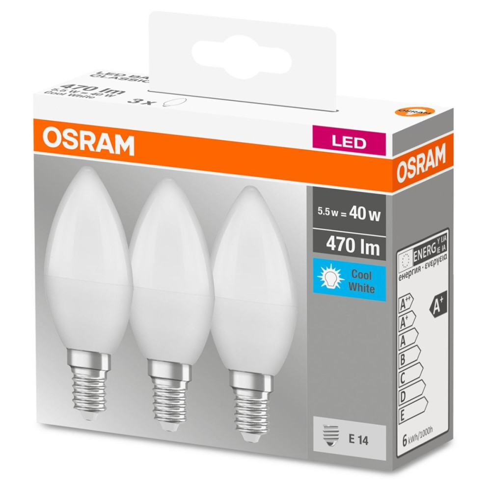 3PAK LED žiarovka E14 B35 5W  40W 470lm 4000K Neutrálna OSRAM