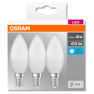 3PAK LED žiarovka E14 B35 5W  40W 470lm 4000K Neutrálna OSRAM