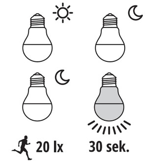 LED žiarovka E27 A60 9W  60W 810lm 4000K Neutrálna 220° KOBI Senzor pohybu a súmraku