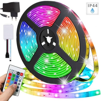 Sada 5m RGB LED pásik vodeodolný 24W 300x SMD2835, IP65 + zdroj + RGB ovládač