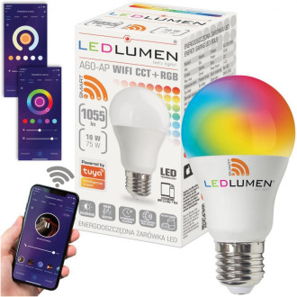 LED žiarovka 10W CCT+RGB  WIFI TUYA SMART E27