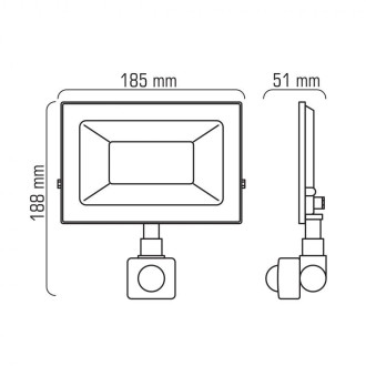 LED reflektor 50W IP44 + PIR NW