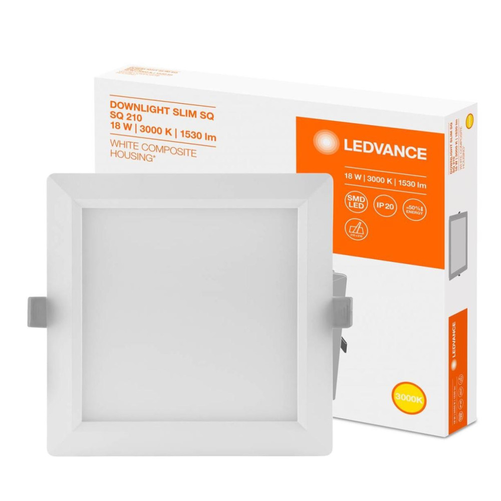 Podhľadový LED panel 18W 3000K DOWNLIGHT Slim SQ210 LEDVANCE square