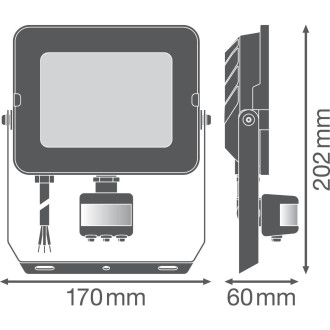 HALOGEN LED reflektor so senzorom 50W 4500lm 3000K IP65 COMPACT V Black LEDVANCE