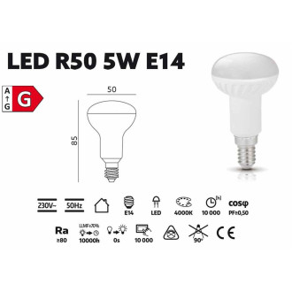 Žiarovka LED R50 5W, E14, 4000K, 230V, LED2B