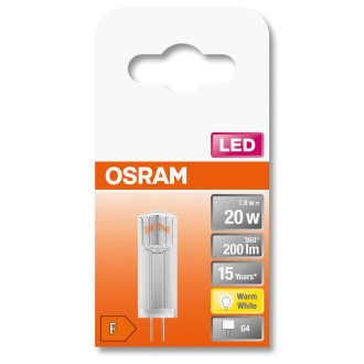 LED žiarovka G4 s päticou 1,8W  20W 200lm 2700K Warm 300° OSRAM Star