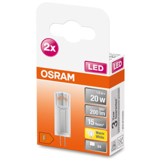 LED žiarovka G4 s päticou 1,8W  20W 200lm 2700K Warm 300° OSRAM Star 2PAK