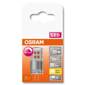 LED žiarovka G4 s päticou 2W  20W 200lm 2700K Warm 320° OSRAM Star stmievateľná