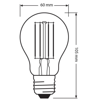 3PAK LED žiarovka E27 A60 6,5W  60W 806lm 4000K Neutrálne 300° vlákno OSRAM BASE