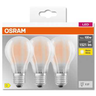 3PAK LED žiarovka E27 A60 11W  100W 1521lm 2700K Warm 300° Filament OSRAM BASE