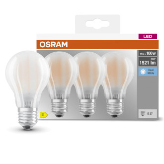 3PAK LED žiarovka E27 A60 11W  100W 1521lm 4000K Neutrálne 300° vlákno OSRAM BASE