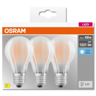 3PAK LED žiarovka E27 A60 11W  100W 1521lm 4000K Neutrálne 300° vlákno OSRAM BASE