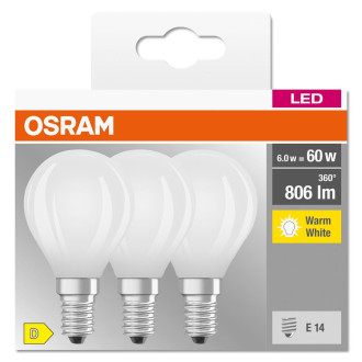 3PAK LED žiarovka E14 P45 5,5W  60W 806lm 2700K Warm 300° Filament OSRAM BASE