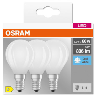 3PAK LED žiarovka E14 P45 5,5W  60W 806lm 4000K Neutrálne 300° vlákno OSRAM BASE