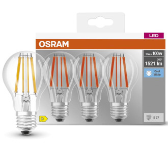 3PAK LED žiarovka E27 A60 11W  100W 1521lm 4000K Neutrálne 300° vlákno OSRAM BASE