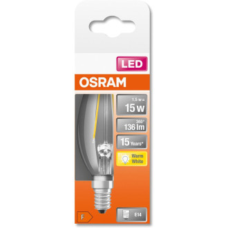 LED žiarovka E14 B35 1,5W  15W 136lm 2700K Warm 300° Filament OSRAM STAR