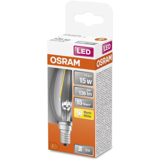 LED žiarovka E14 B35 1,5W  15W 136lm 2700K Warm 300° Filament OSRAM STAR