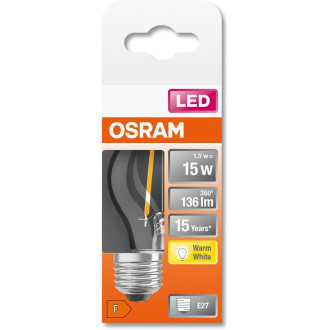 LED žiarovka E27 P45 1,5W  15W 136lm 2700K Warm 300° Filament OSRAM STAR