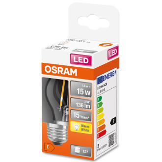 LED žiarovka E27 P45 1,5W  15W 136lm 2700K Warm 300° Filament OSRAM STAR