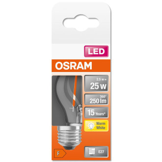 LED žiarovka E27 P45 2,5W  25W 250lm 2700K Warm 300° Filament OSRAM STAR