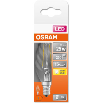 LED žiarovka E14 BW35 2,5W  25W 250lm 2700K Warm 300° Filament OSRAM STAR