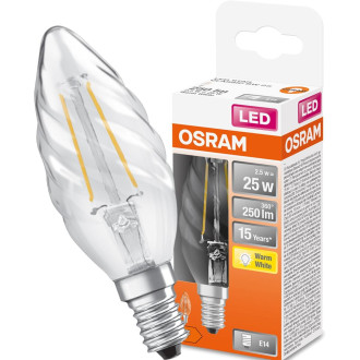 LED žiarovka E14 BW35 2,5W  25W 250lm 2700K Warm 300° Filament OSRAM STAR