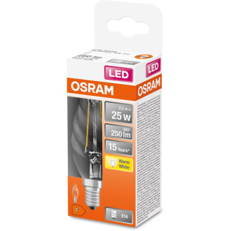 LED žiarovka E14 BW35 2,5W  25W 250lm 2700K Warm 300° Filament OSRAM STAR