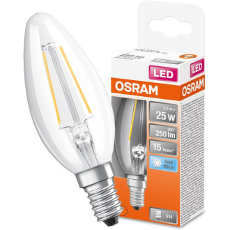 LED žiarovka E14 B35 2,5W  25W 250lm 4000K Neutrálne 300° vlákno OSRAM STAR