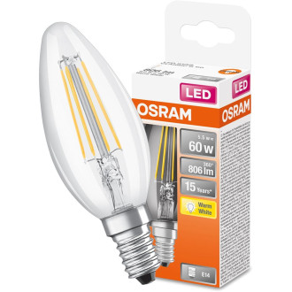 LED žiarovka E14 B35 5,5W  60W 806lm 2700K Warm 300° Filament OSRAM STAR