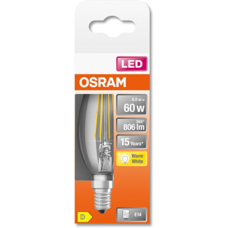 LED žiarovka E14 B35 5,5W  60W 806lm 2700K Warm 300° Filament OSRAM STAR