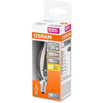 LED žiarovka E14 BA35 2,5W  25W 250lm 2700K Warm 300° Filament OSRAM STAR