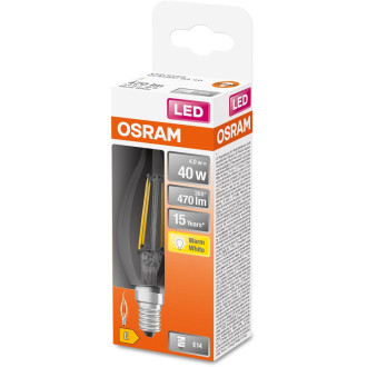 LED žiarovka E14 BA35 4W  40W 470lm 2700K Warm 300° Filament OSRAM STAR