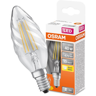 LED žiarovka E14 BW35 4W  40W 470lm 2700K Warm 300° Filament OSRAM STAR