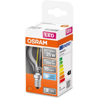 LED žiarovka E14 P45 2,5W  25W 250lm 4000K Neutrálne 300° vlákno OSRAM STAR