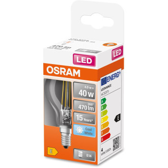 LED žiarovka E14 P45 4W  40W 470lm 4000K Neutrálne 300° vlákno OSRAM STAR