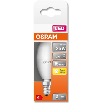 LED žiarovka E14 B35 3,3W  25W 250lm 2700K Warm 200° OSRAM STAR